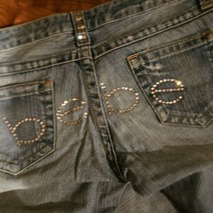 Bebe Women's Flare Blue Jeans